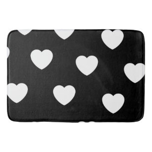 Black and White Heart Pattern  Bath Mat