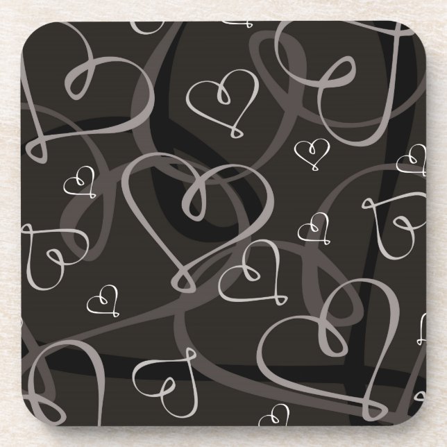 Black and white heart pattern coaster (Front)