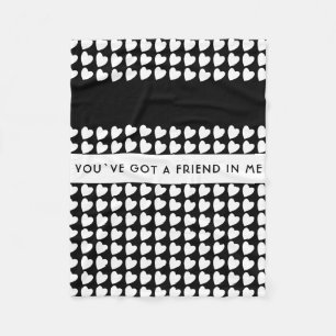 Black and White Heart Pattern Friendship Fleece Blanket