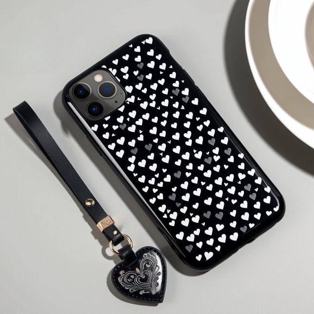 Black and White Heart Pattern iPhone Case (Creator Uploaded)