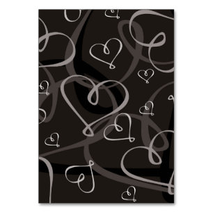 Black and white heart pattern table number