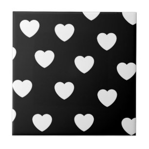 Black and White Heart Pattern  Tile
