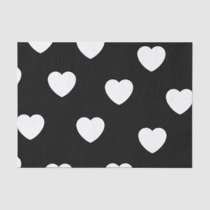 Black and White Heart Pattern Tissue Paper