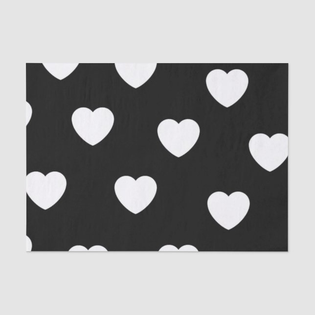 Black and White Heart Pattern  Tissue Paper (Front)