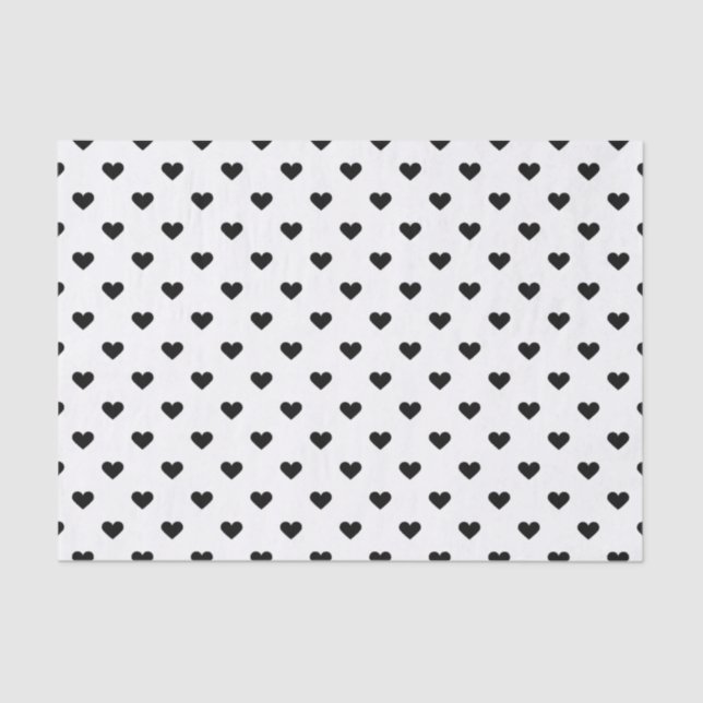 Black and White Heart Pattern Tissue Paper (Front)