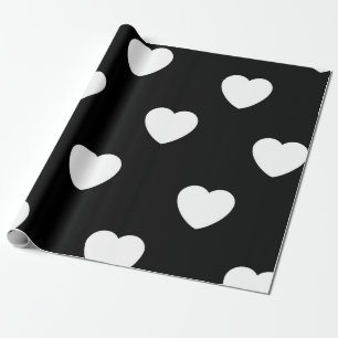 Black and White Heart Pattern  Wrapping Paper