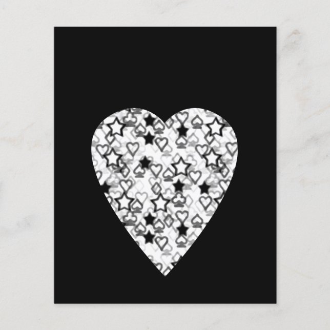 Black and White Heart. Patterned Heart Design. (Front)