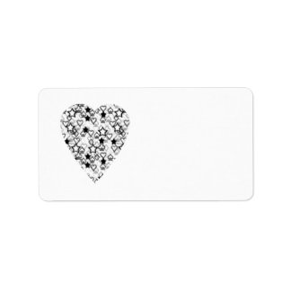 Black and White Heart. Patterned Heart Design. Label