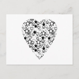 Black and White Heart. Patterned Heart Design. Postcard