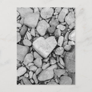 black and white heart rock postcard