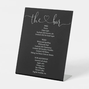 Black And White Heart Script Bar Menu Pedestal Sign