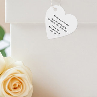 Black and White Heart Shape Wedding Favor Tags