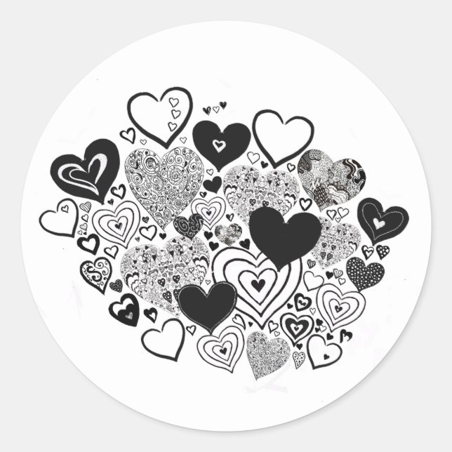 Black and white heart stickers (Front)