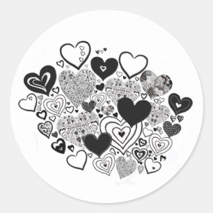 Black and white heart stickers