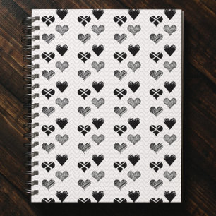 Black and white hearts drawing - Simple Diversity Notebook