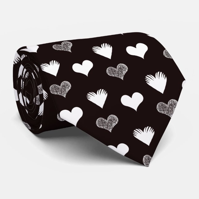 Black and white hearts drawing - Simple Diversity Tie (Rolled)