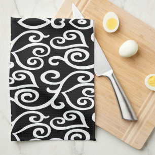 Black and White Hearts Kitchen Towel