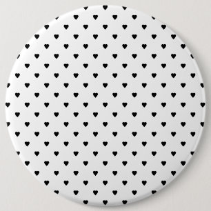 Black and White Hearts Pattern. 6 Inch Round Button