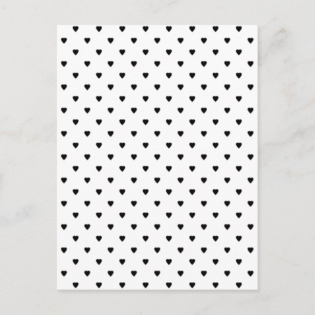 Black and White Hearts Pattern. Postcard (Front)