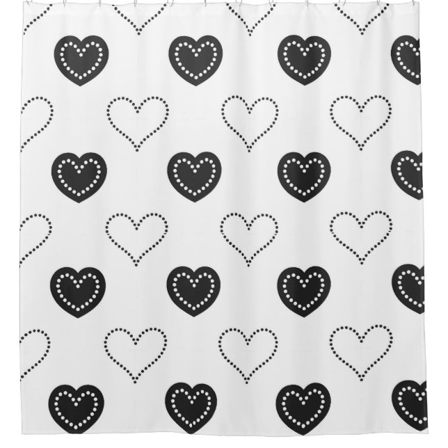 Black And White Hearts Pattern shower curtain (Front)