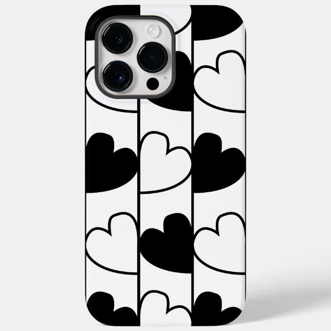 Black and White Hearts Stripes Pattern    Case-Mate iPhone Case (Back)