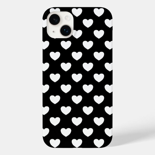 Black And White Hearts Trendy Polka Dot Style Case-Mate iPhone Case (Back)