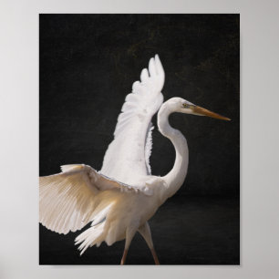 Black and White Heron Tropical Printable Art  Poster
