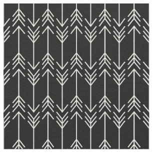Black and White Herringbone Arrows Fabric