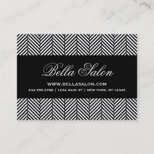 Black and White Herringbone Business Card