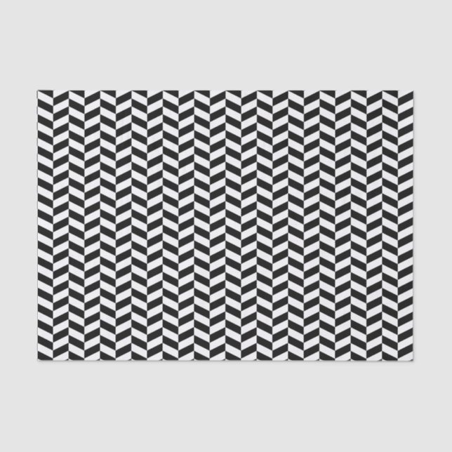 Black and White Herringbone Tissue Paper (Front)
