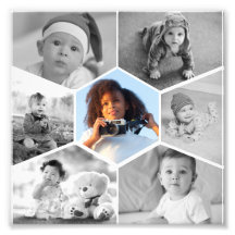 Black and White Hexagon Photo Collage