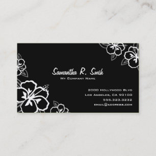 Black and White Hibiscus Business Card