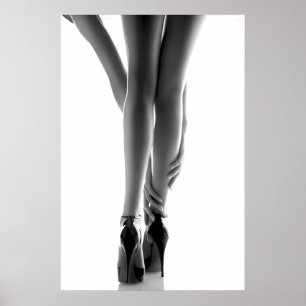 Black and White High Heels Fashion Poster, Vintage Poster