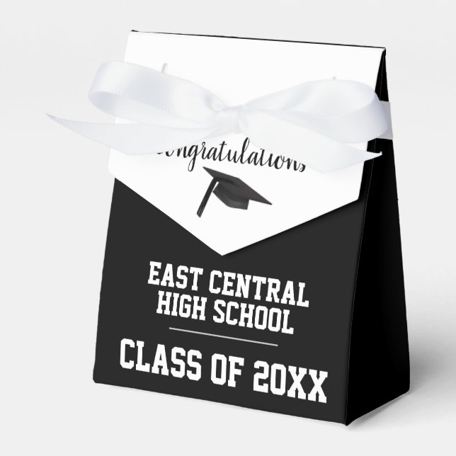 Black and White High School Graduation Party  Favor Box (Front Side)