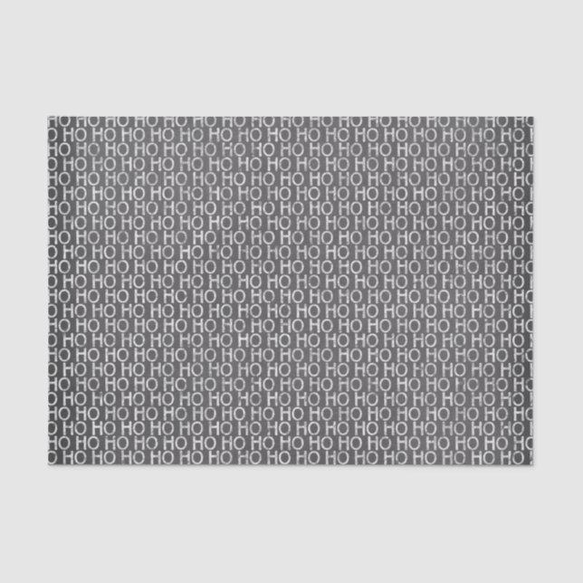 Black And White "Ho Ho Ho" Christmas Chalkboard Tissue Paper (Front)
