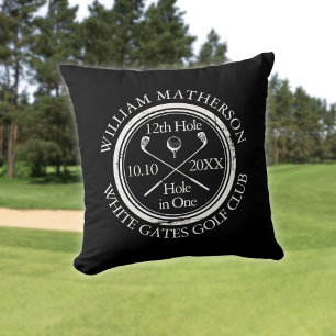 Black And White Hole in One Personalized Throw Pillow