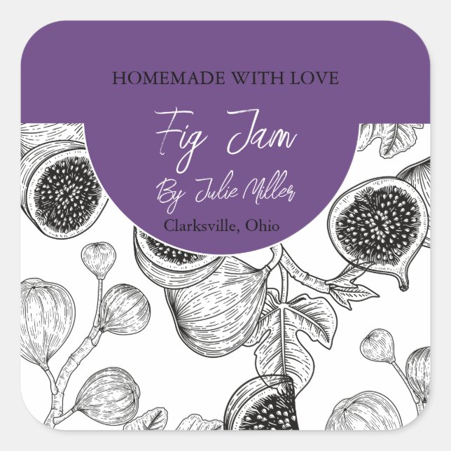 Black and White Homemade Fig Jam Label (Front)