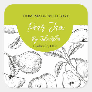 Black and White Homemade Pear Jam Label