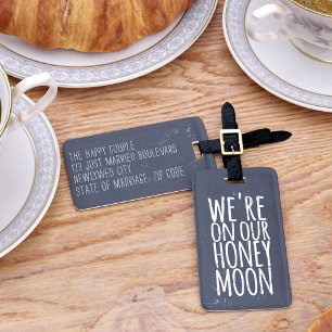 Black and White Honeymoon Travel Luggage Tag