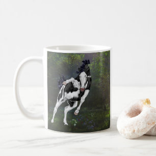 Black and White Horse in Enchanted Forest Coffee Mug