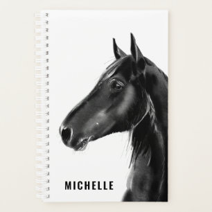Black and White Horse Personalized Planner