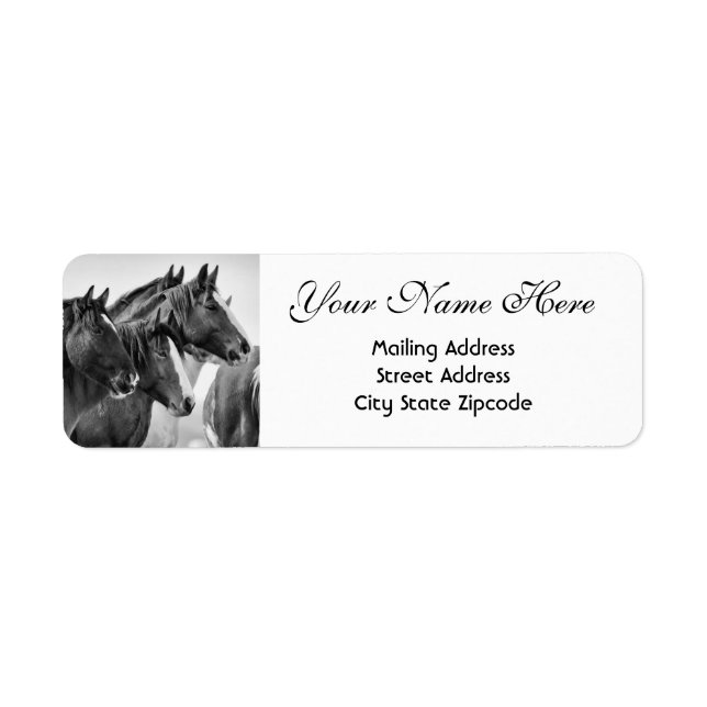 Black and White Horses Return Address Label (Front)