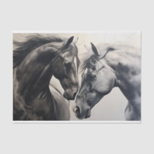 Black and White Horses Vintage Decoupage  Tissue Paper