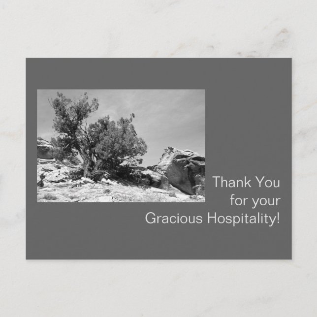 Black and White Hospitality Thank You Postcard (Front)