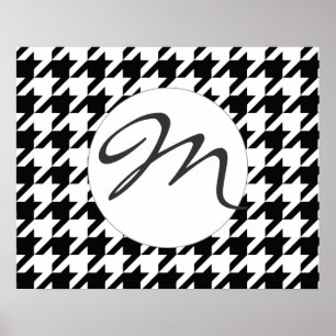 Black and White Houdstooth Pattern Poster