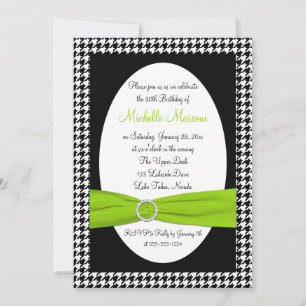 Black and White Houndstooth 30th Birthday Invite