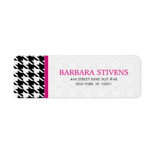 Black And White Houndstooth And White Damask