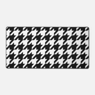 Black and White Houndstooth Check Desk Mat