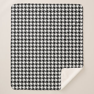 Black and White Houndstooth Check Sherpa Blanket