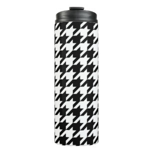 Black and White Houndstooth Check Thermal Tumbler
